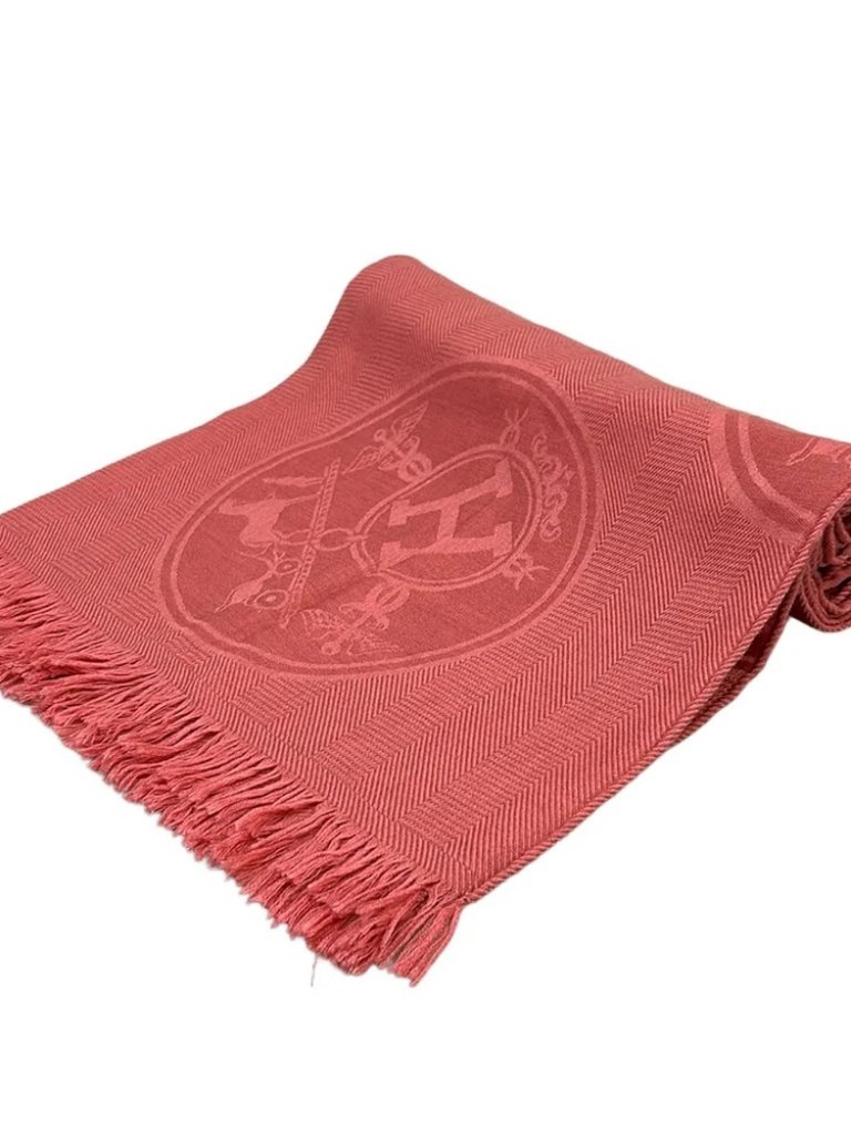 Hermes New Libris  Pink Silk Cashmere Scarf